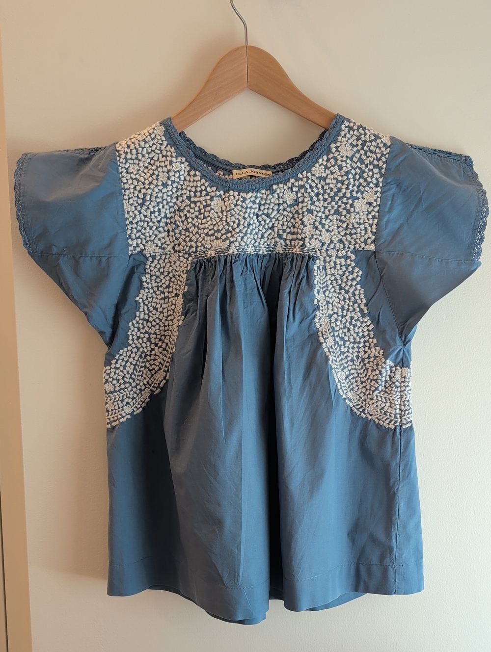 Ulla Johnson Blue Embroidered Top Size 2